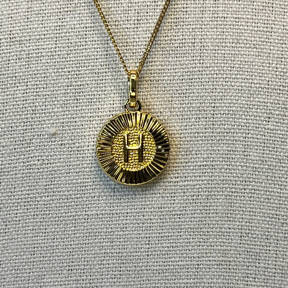 BRACHA Initial “H”  Round Gold Tone Pendant Necklace Sold At Nordstrom